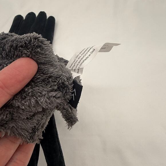 ARIS Genuine Leather Gloves Black Faux Fur Lined Women’s Medium - Picture 6 of 9